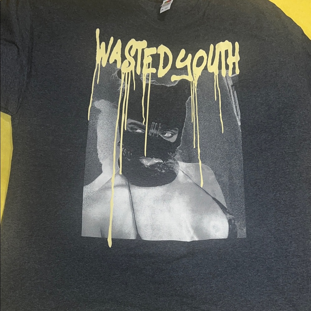 Fruit of the Loom Wasted Youth Graphic Tee - Black and Yellow